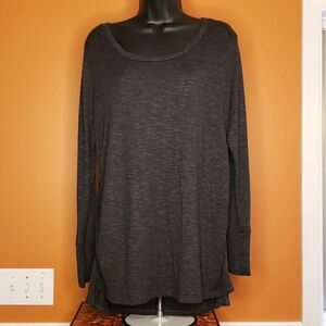 Liz Lange Maternity Shirt Top XL Gray Long Sleeve Ruched Scrunched Stretch Side